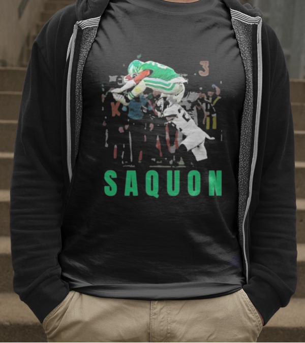 Saquon Reverse Hurdle Eagles Football Action T-Shirt