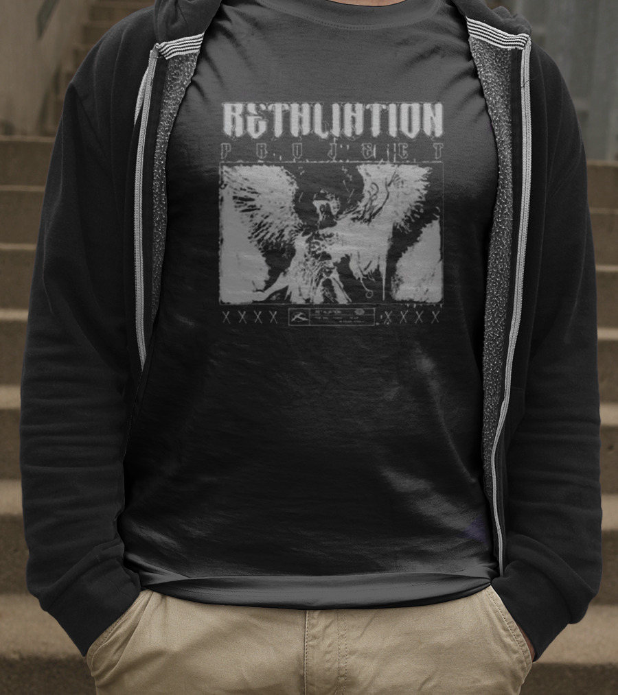 Absolution Project Winged Figure Skull Motif XXXX Fear Retaliation T-Shirt