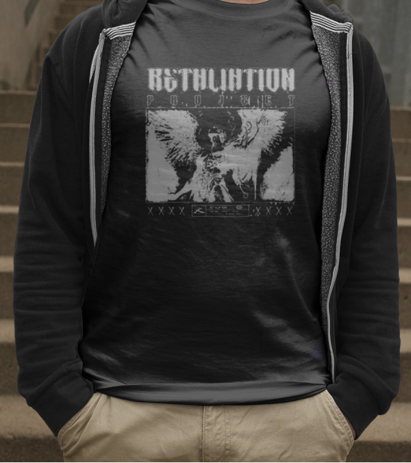 Absolution Project Winged Figure Skull Motif XXXX Fear Retaliation T-Shirt