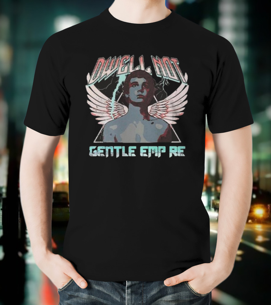 Dwell Not Gentle Empire Winged Figure With Lightning And Triangle Background T-Shirt