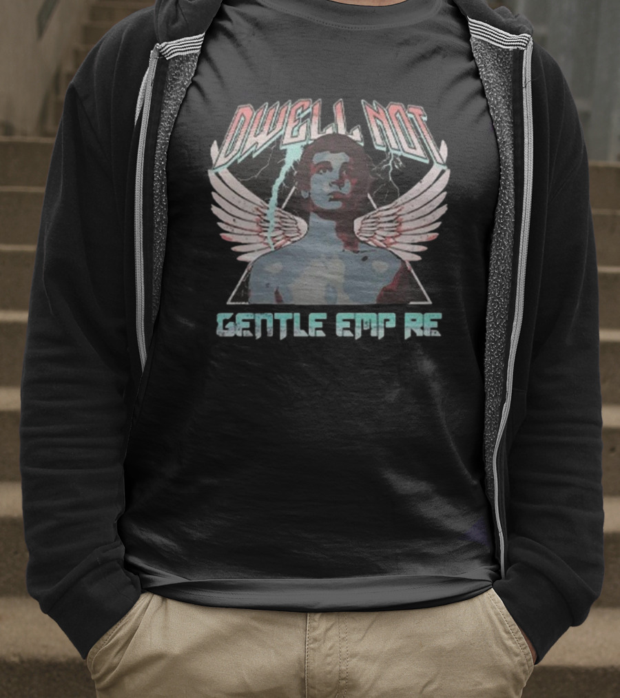 Dwell Not Gentle Empire Winged Figure With Lightning And Triangle Background T-Shirt
