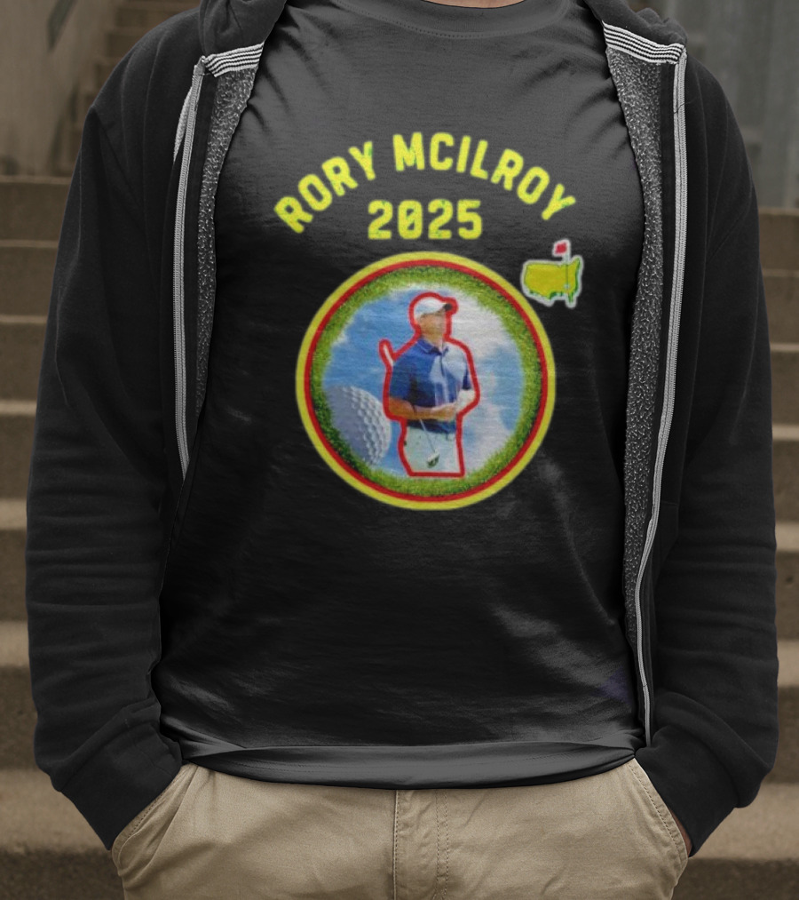 Rory McIlroy 2025 Masters Tournament Vintage Golf Circle Clouds Fairway T-Shirt