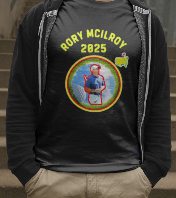 Rory McIlroy 2025 Masters Tournament Vintage Golf Circle Clouds Fairway T-Shirt