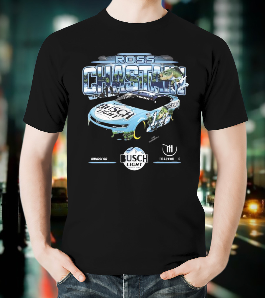 Ross Chastain Busch Light Trackhouse Racing Team Bass Car T-Shirt