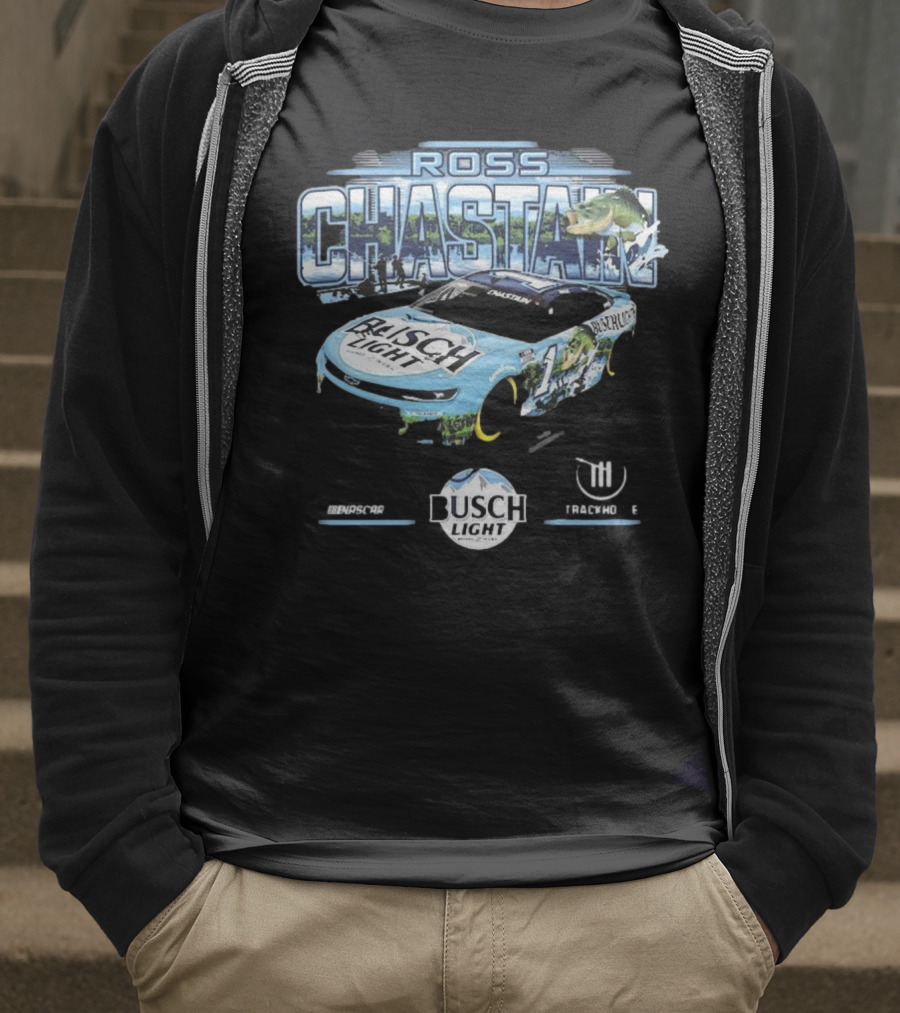 Ross Chastain Busch Light Trackhouse Racing Team Bass Car T-Shirt