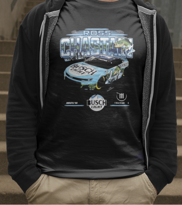Ross Chastain Busch Light Trackhouse Racing Team Bass Car T-Shirt