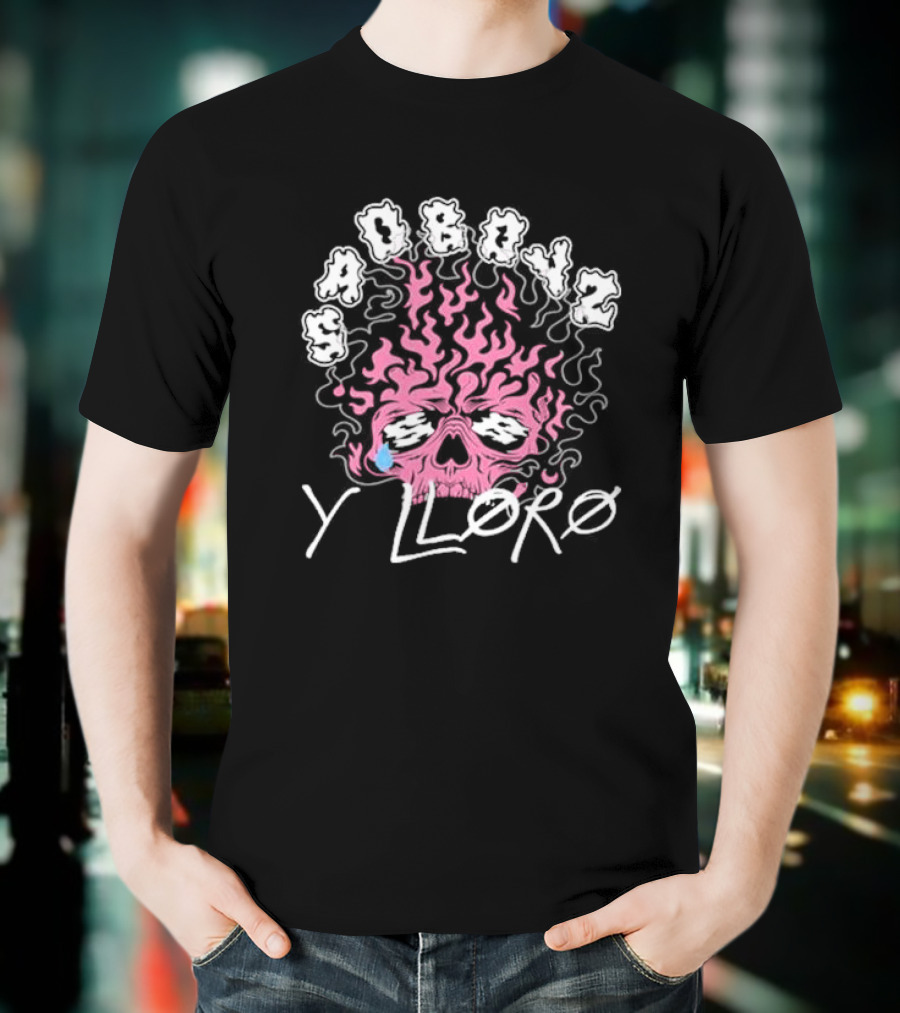Sad Boyz Y Lloro Skull Flames Pink Blue Tear T-Shirt