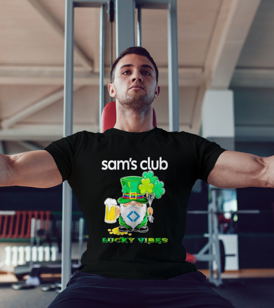 Sam’s Club Lucky Vibes St Patrick’s Day Gnomes Beer Shamrock T-Shirt