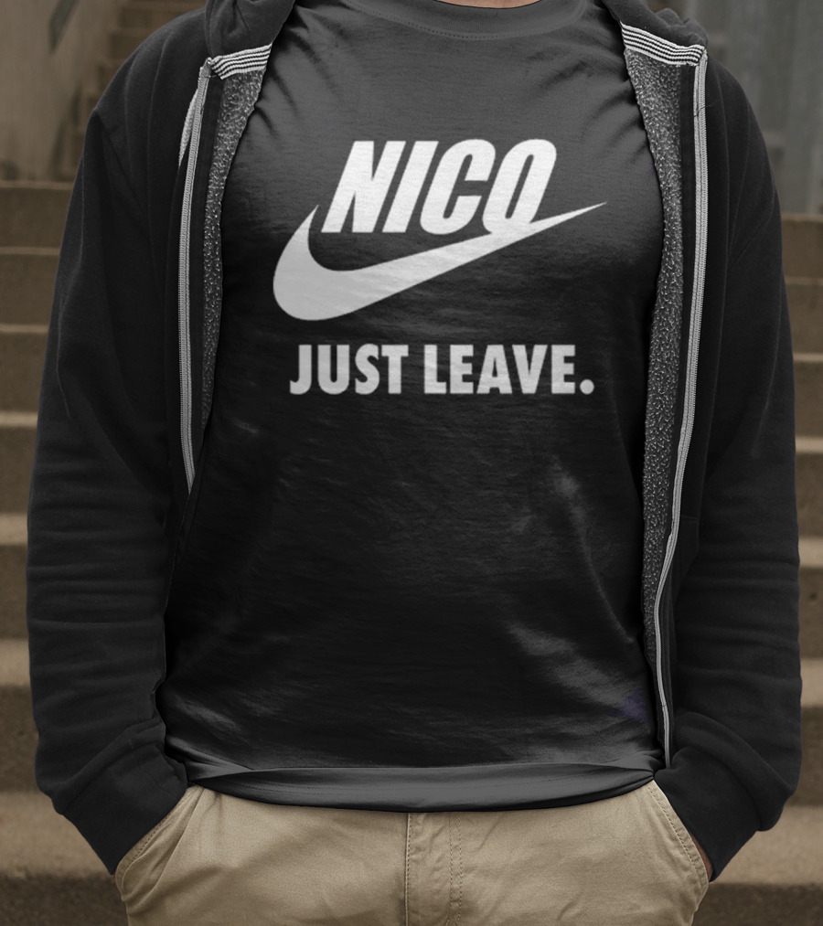Nico Just Leave Swoosh Parody T-Shirt