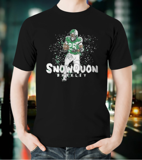 Snowquon Barkley 26 Football Player In Green And White Snow Effect T-Shirt