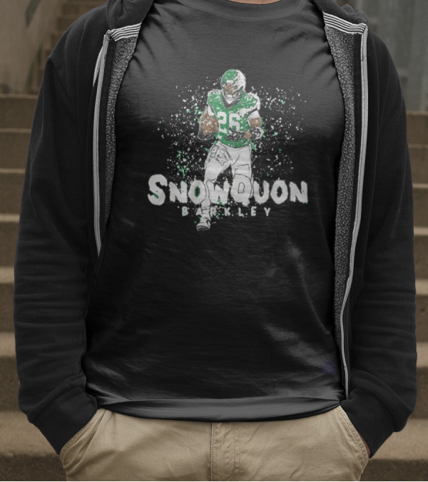 Snowquon Barkley 26 Football Player In Green And White Snow Effect T-Shirt