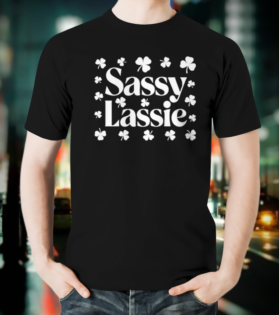 Sassy Lassie Shamrock Clover Pattern T-Shirt