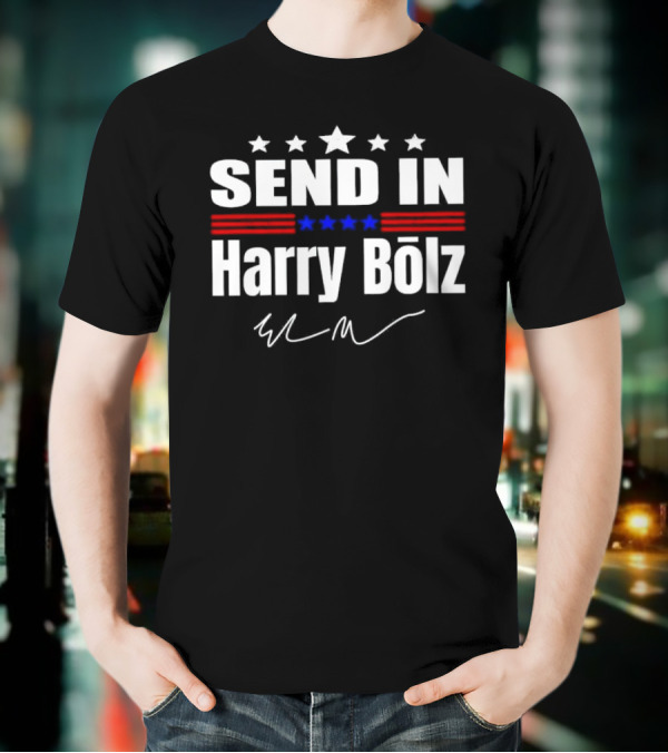 Send In Harry Bölz Signature USA Stripes Flags Stars T-Shirt