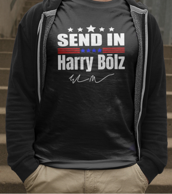 Send In Harry Bölz Signature USA Stripes Flags Stars T-Shirt