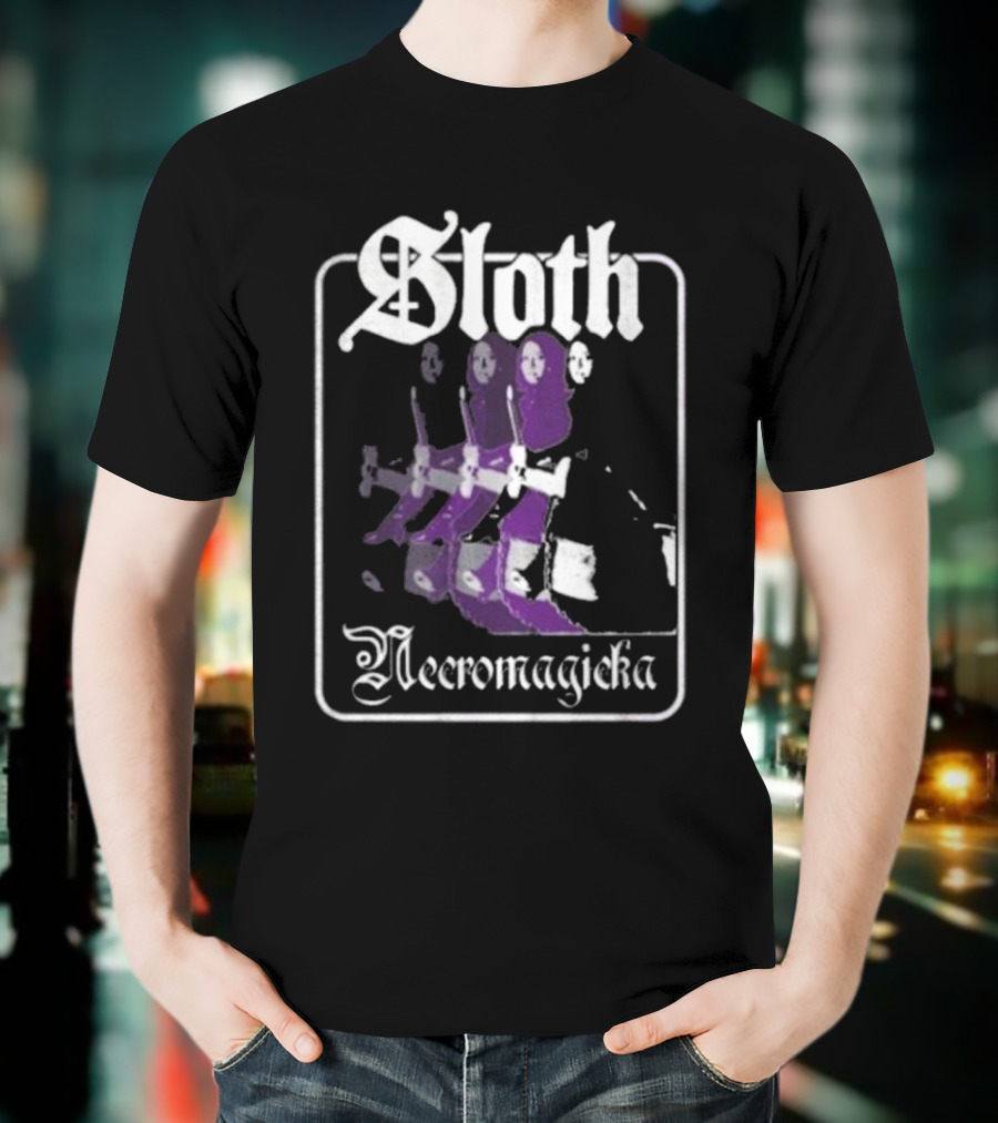 Sloth Necromagicka Gothic Cartoon Duel Swordsman Art T-Shirt