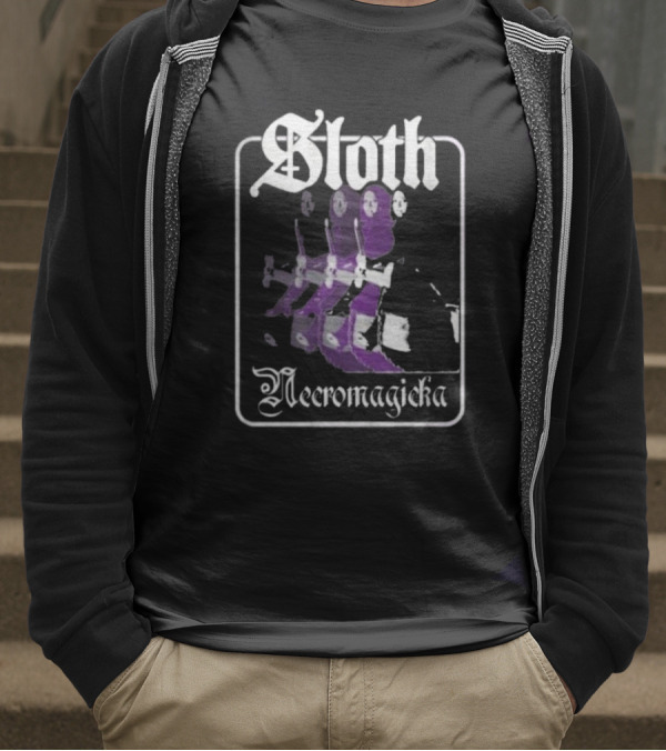 Sloth Necromagicka Gothic Cartoon Duel Swordsman Art T-Shirt