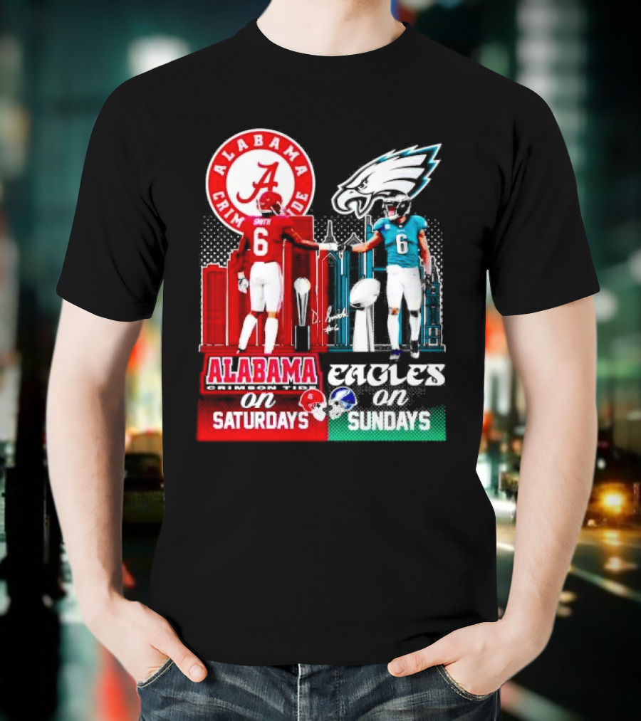 Alabama Crimson Tide Saturdays And Philadelphia Eagles Sundays Smith T-Shirt