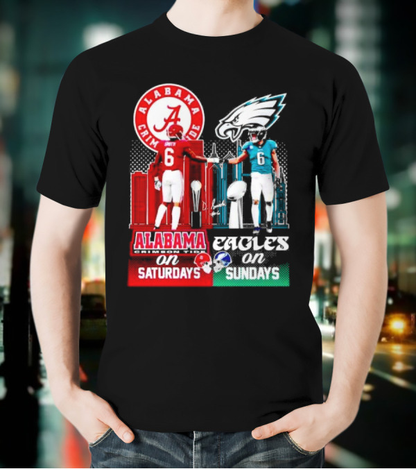 Alabama Crimson Tide Saturdays And Philadelphia Eagles Sundays Smith T-Shirt