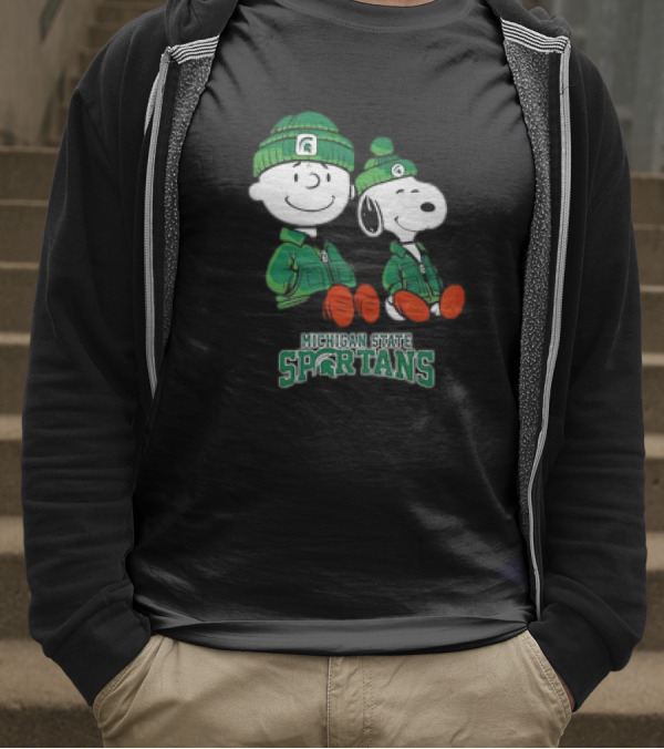 Snoopy And Charlie Brown Michigan State Spartans Green Apparel T-Shirt
