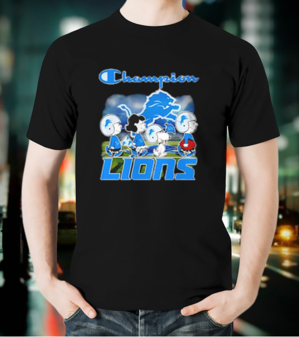 Champion Lions Snoopy Charlie Brown And Friends Detroit T-Shirt