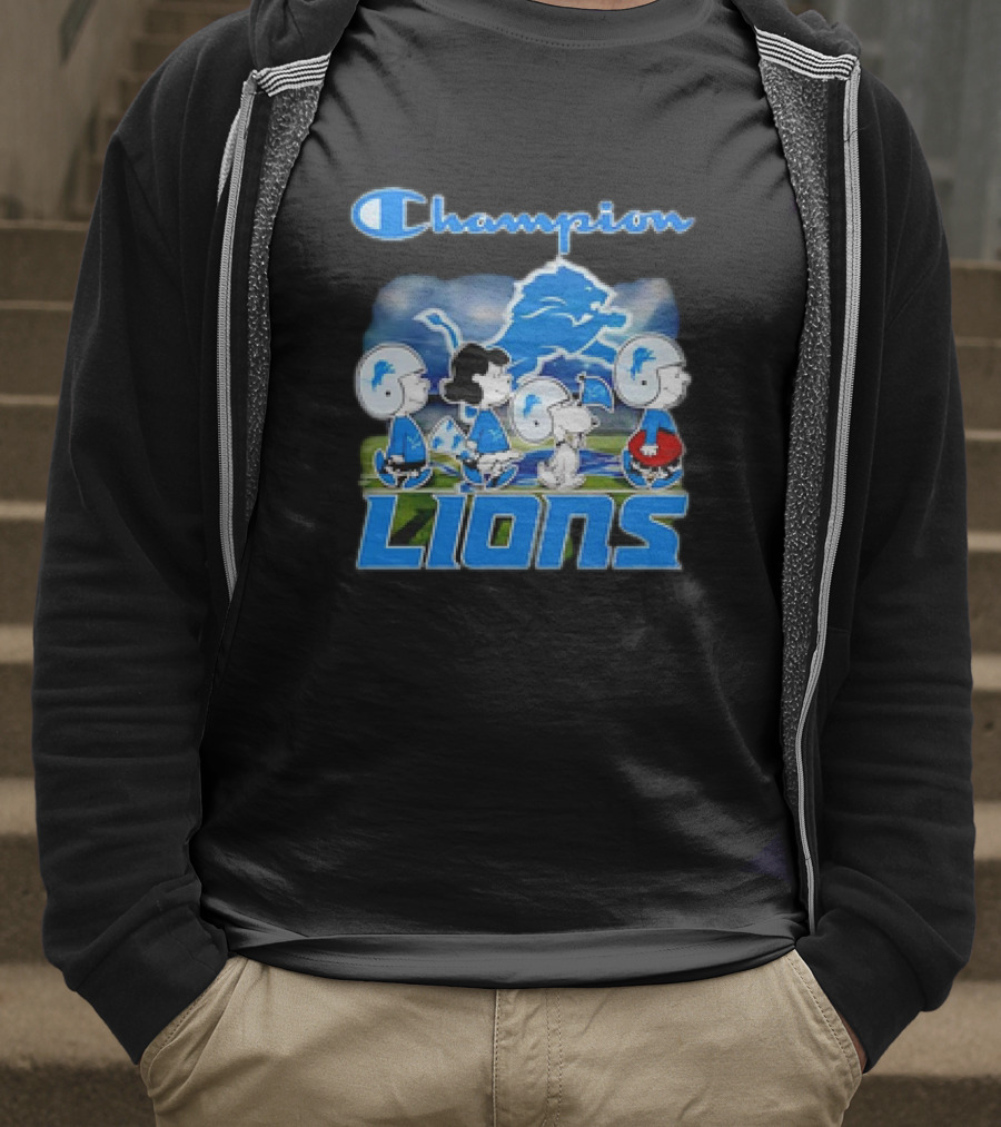 Champion Lions Snoopy Charlie Brown And Friends Detroit T-Shirt