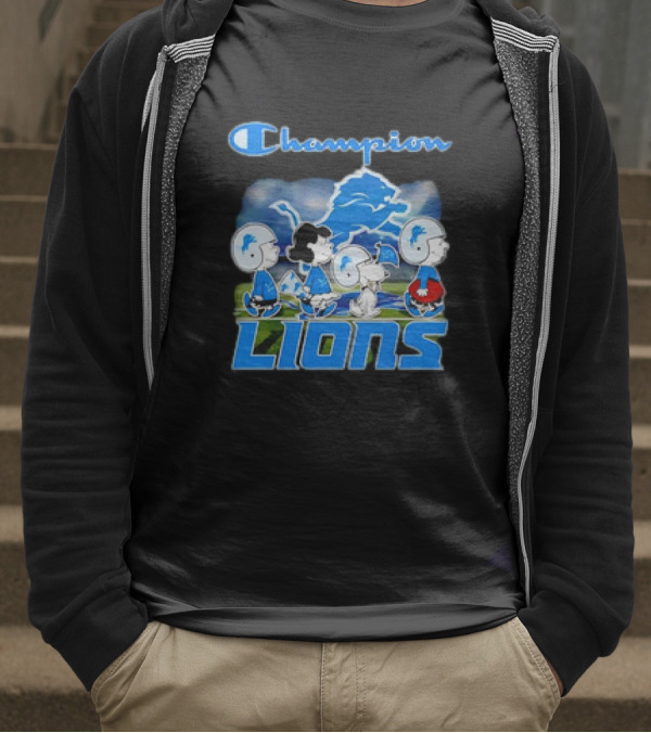 Champion Lions Snoopy Charlie Brown And Friends Detroit T-Shirt