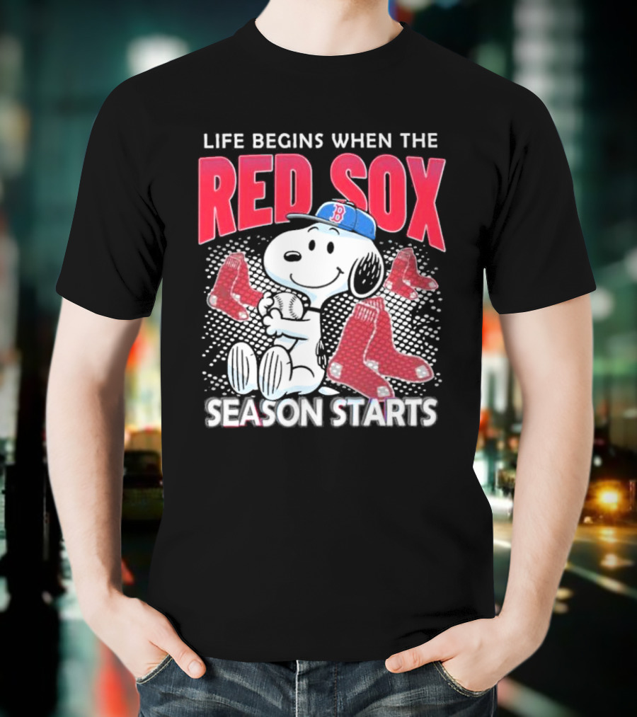 Snoopy Life Begins When The Red Sox Season Starts T-Shirt