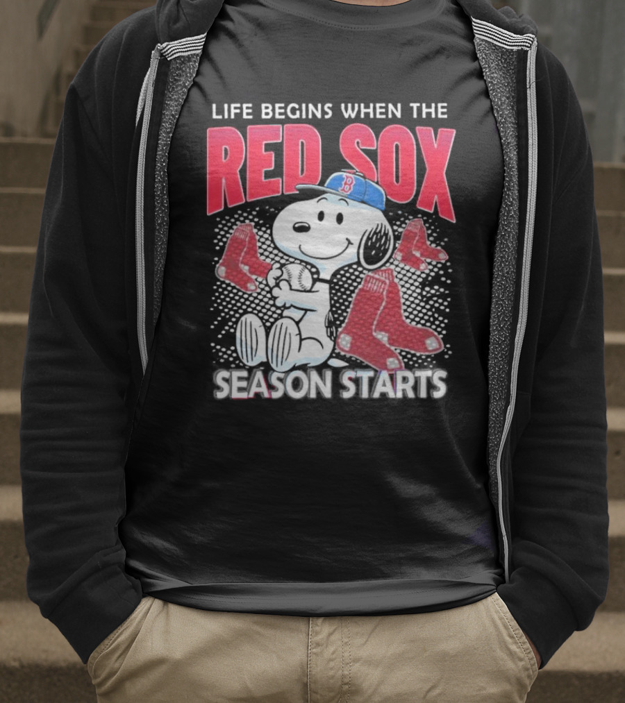 Snoopy Life Begins When The Red Sox Season Starts T-Shirt