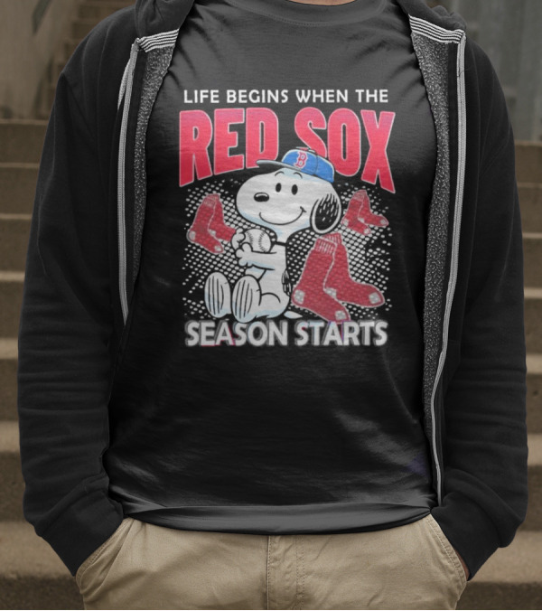 Snoopy Life Begins When The Red Sox Season Starts T-Shirt