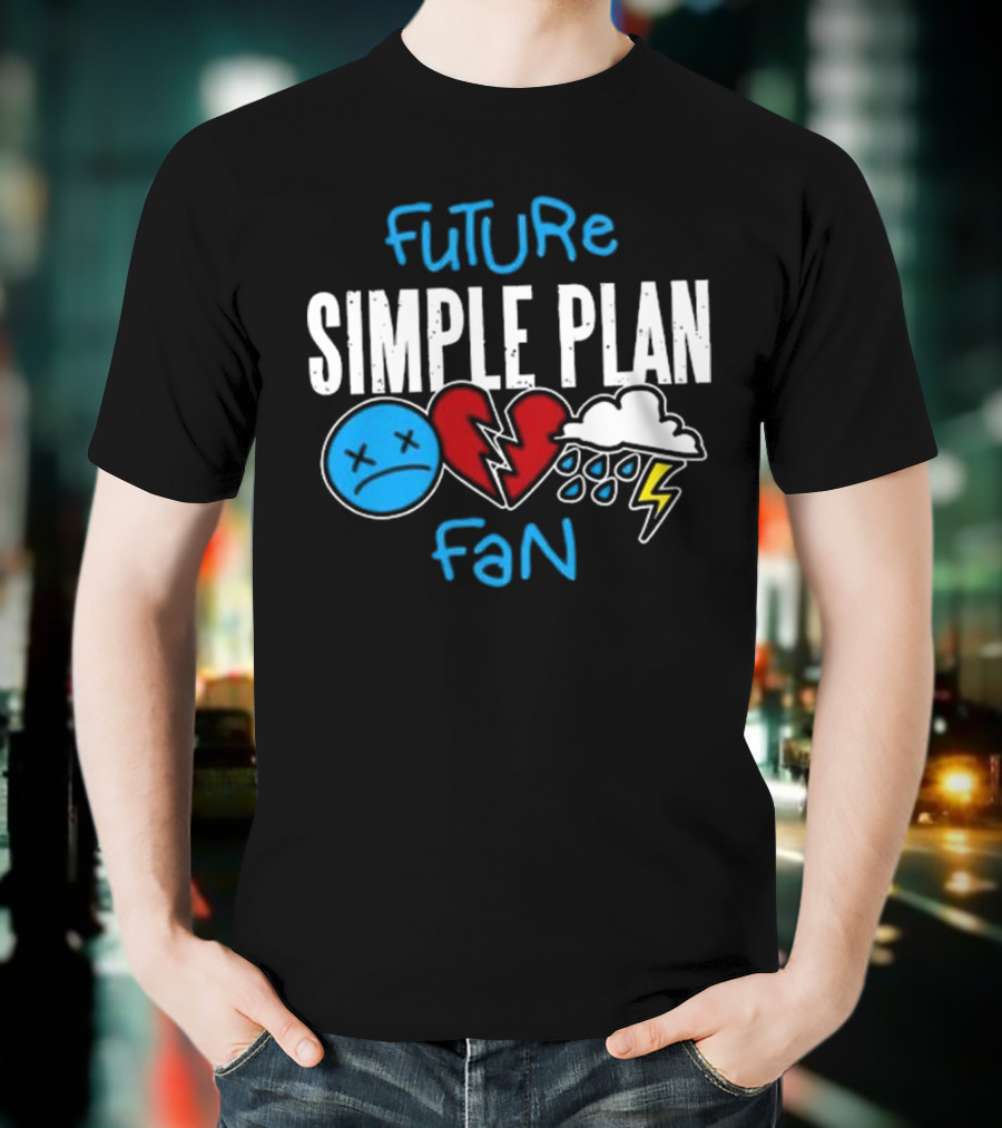 Future Simple Plan Fan With Emojis Of Heart And Lightning Cloud T-Shirt