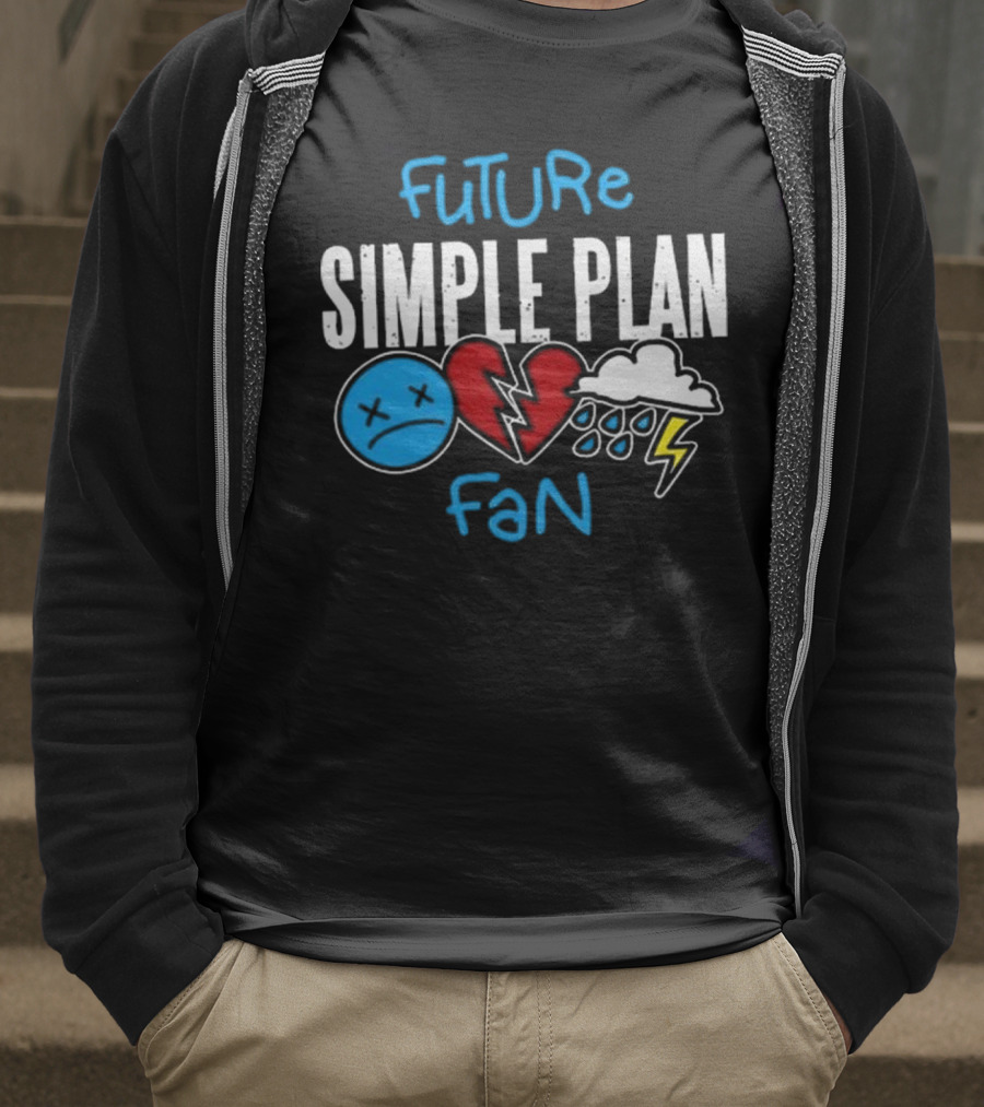 Future Simple Plan Fan With Emojis Of Heart And Lightning Cloud T-Shirt