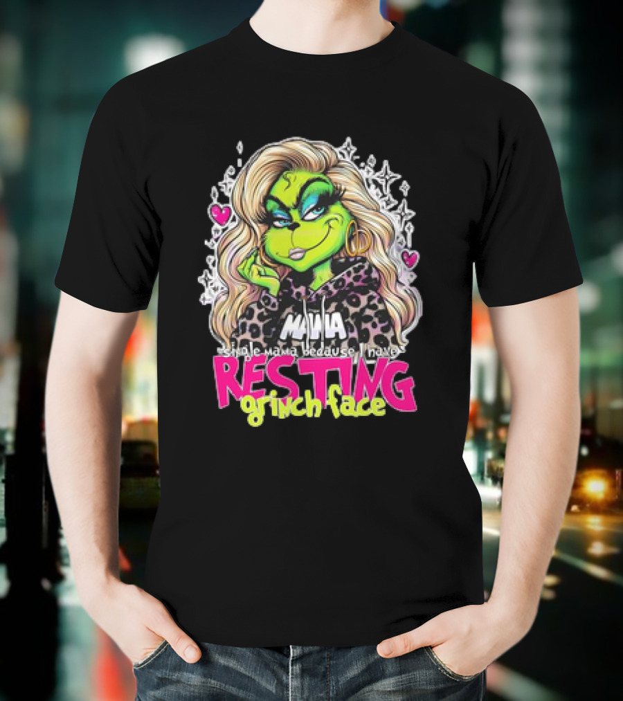Single Mama Resting Grinch Face With Blonde Hair And Hearts T-Shirt