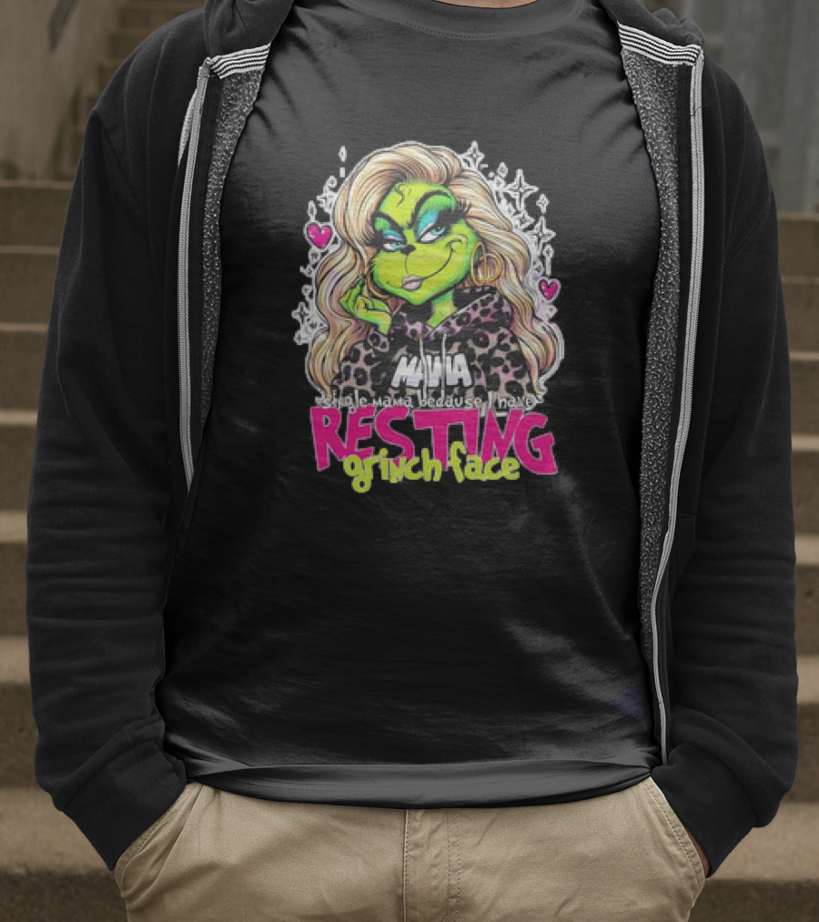 Single Mama Resting Grinch Face With Blonde Hair And Hearts T-Shirt