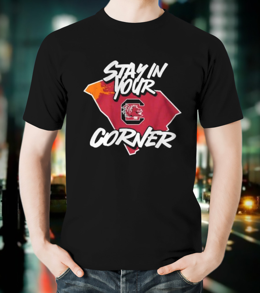 South Carolina Football Stay In Your Corner Gamecock Logo And State Map T-Shirt