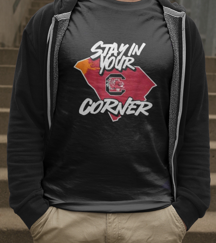 South Carolina Football Stay In Your Corner Gamecock Logo And State Map T-Shirt