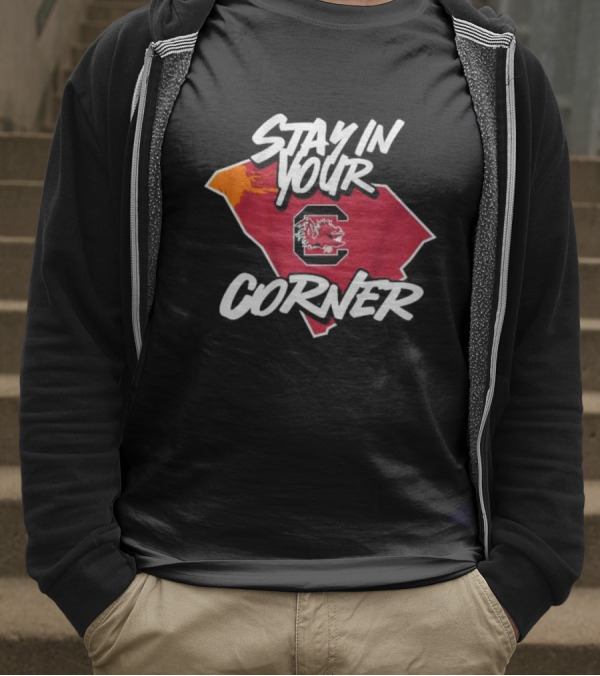 South Carolina Football Stay In Your Corner Gamecock Logo And State Map T-Shirt