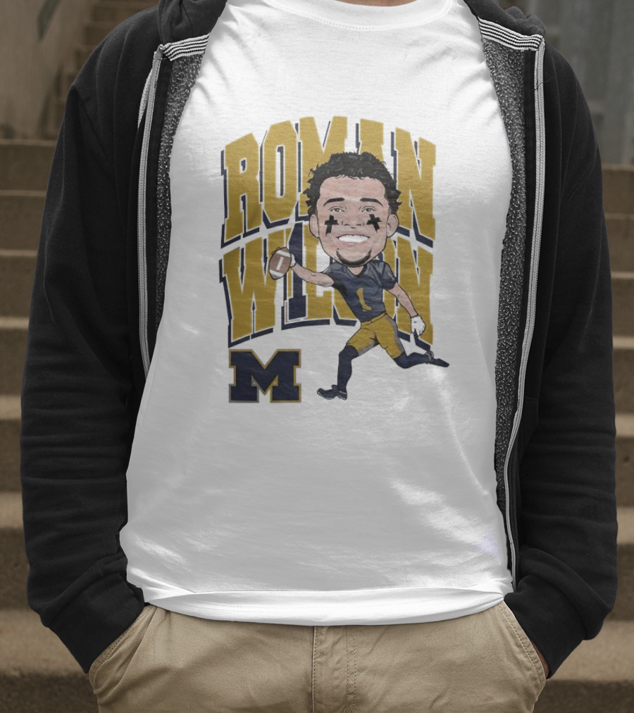 Roman Wilson University Of Michigan Football Caricature Roman Wilson M T-Shirt