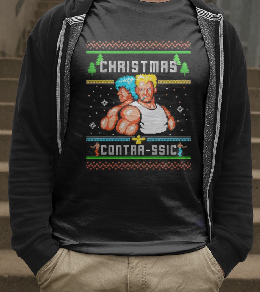 Christmas Contra-ssic Retro Gaming Mashup T-Shirt