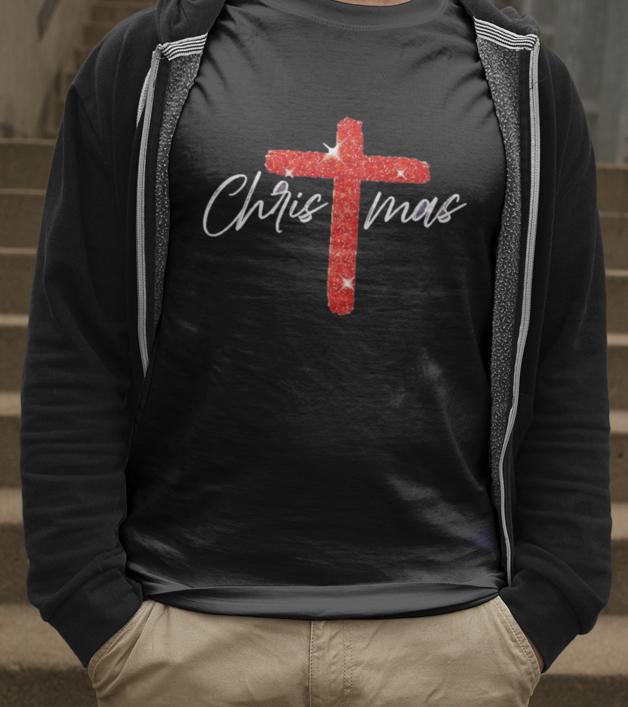 Christmas Crucifix Sparkle T-Shirt