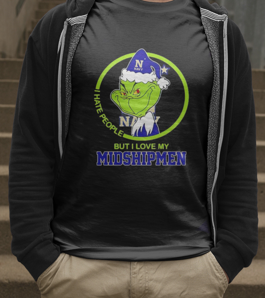 Grinch I Hate People But I Love My Navy Midshipmen T-Shirt