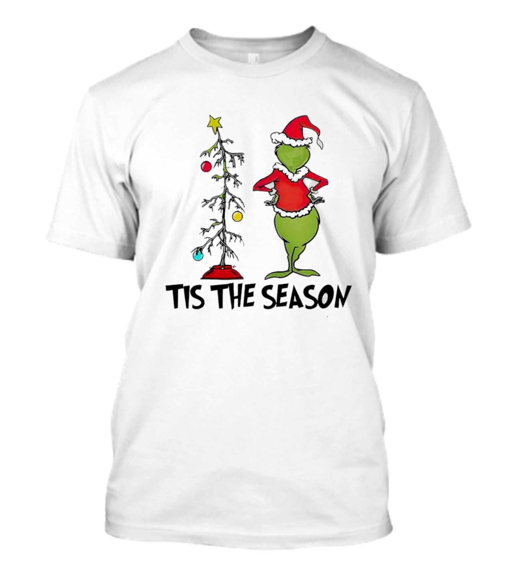 Grinch Tis The Season With Charlie Brown Christmas Tree T-Shirt