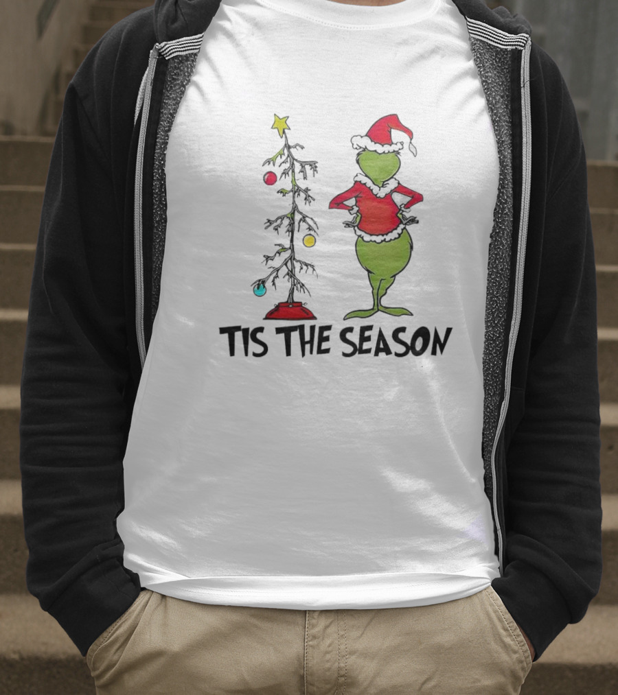 Grinch Tis The Season With Charlie Brown Christmas Tree T-Shirt