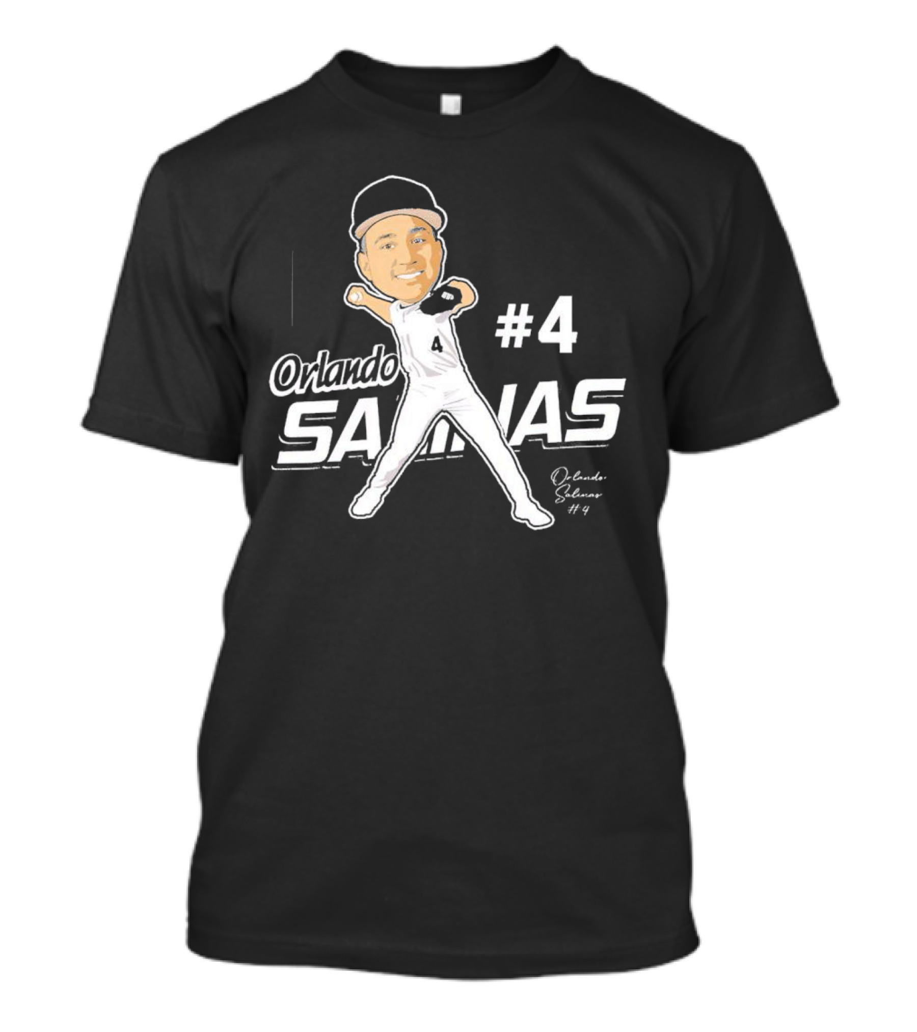 Orlando Salinas #4 Caricature Signature T-Shirt