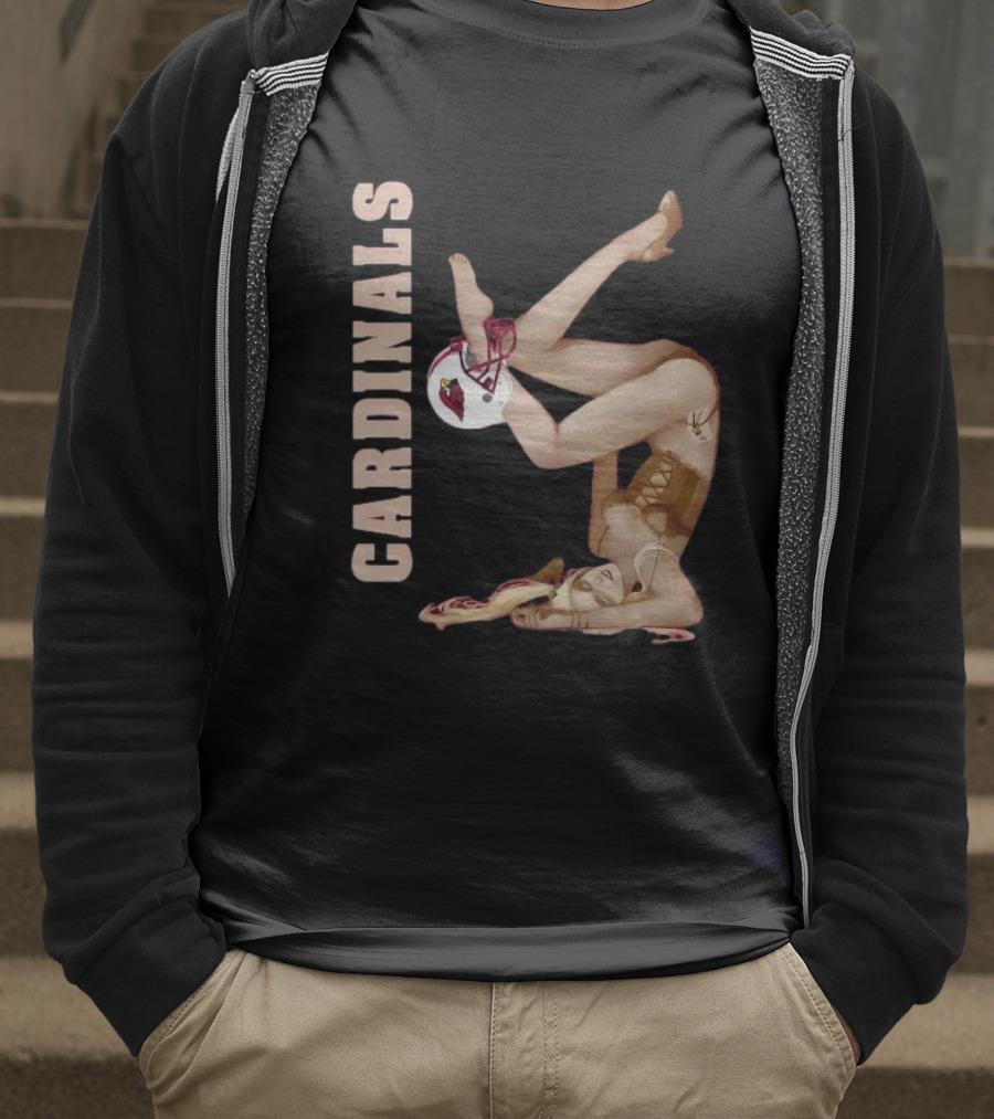 Cardinals Vintage Pin-Up Style Football T-Shirt