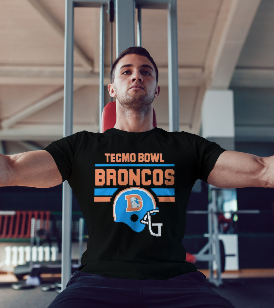 Tecmo Bowl Denver Broncos Retro Helmet Pixel T-Shirt