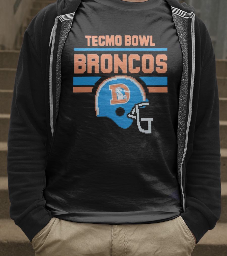 Tecmo Bowl Denver Broncos Retro Helmet Pixel T-Shirt