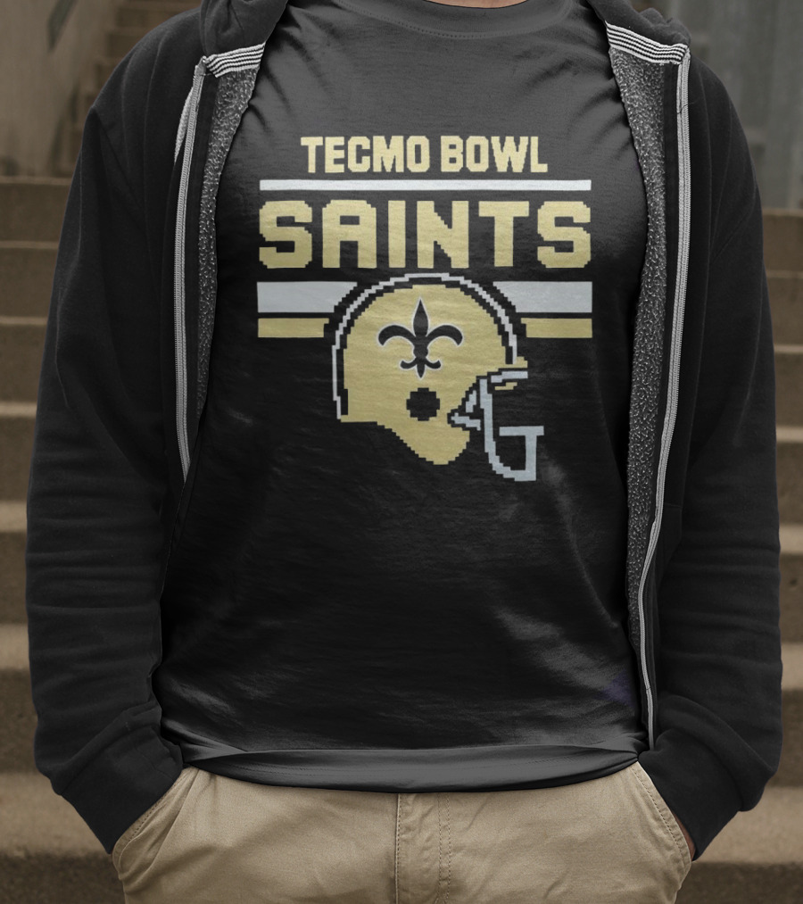 Tecmo Bowl Saints New Orleans Retro Football Helmet T-Shirt