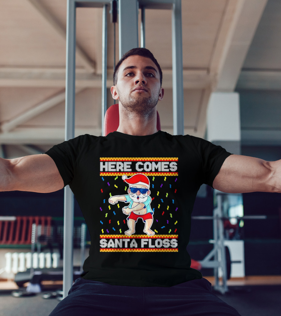 Here Comes Santa Floss Christmas Dance Party T-Shirt