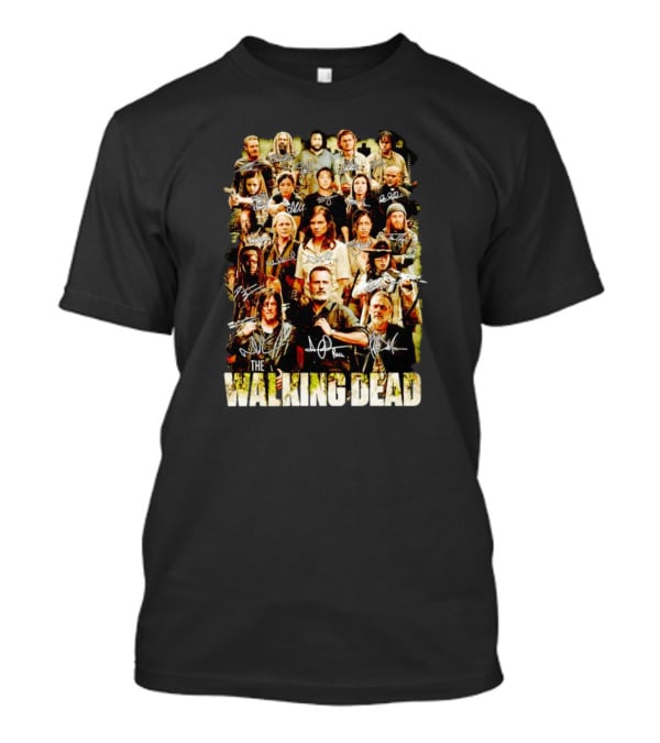 The Walking Dead Cast Image With Character Signatures T-Shirt