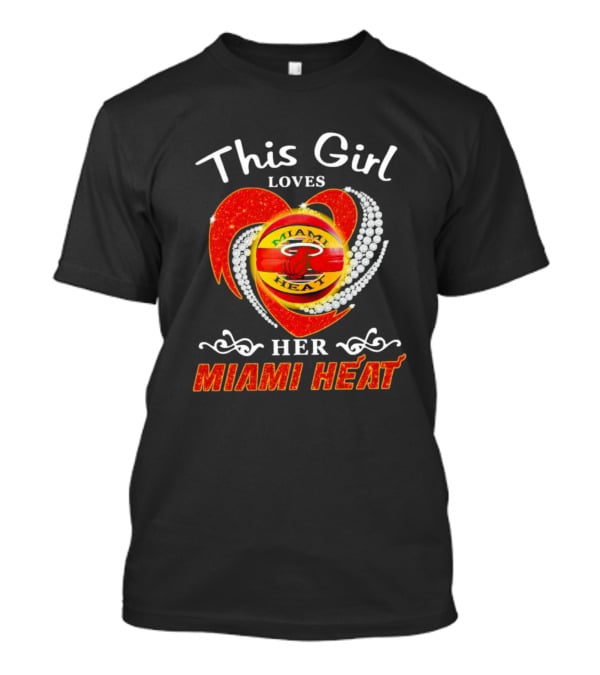 This Girl Loves Her Miami Heat Sparkling Heart T-Shirt